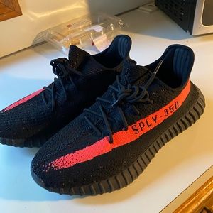 Size 13 Adidas Yeezy Core black and red V2 350